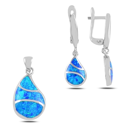 Resim Opal Taşlı Gümüş Bayan Set