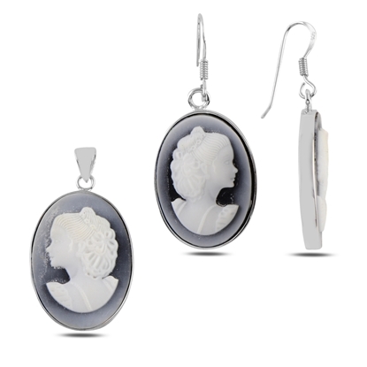 Resim Cameo Gümüş Bayan Set