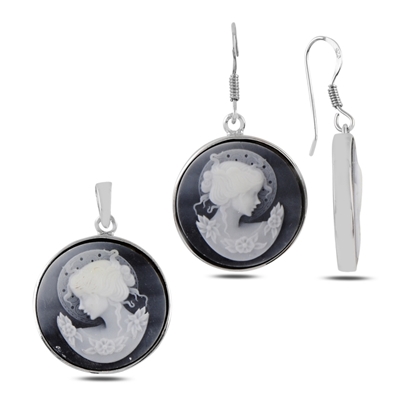 Resim Cameo Gümüş Bayan Set