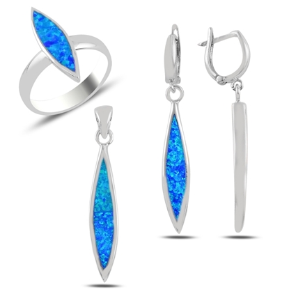 Resim Opal Taşlı Gümüş Bayan Set